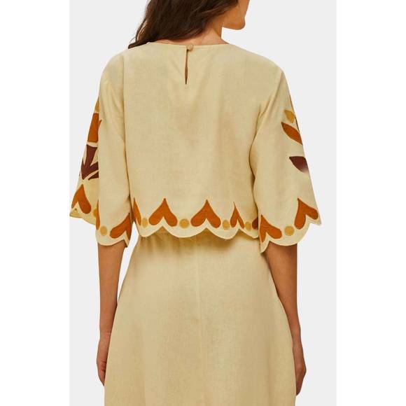 NEW FARM RIO summer cutwork blouse in sand - Picture 2 of 3